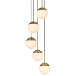 Eclipse 5-Light Pendant - Satin Gold / Frosted White