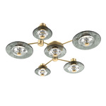 Cirrus Hub & Spoke Ceiling / Wall Sconce - Gilded Brass / Smoke Granite
