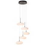 Clouds LV Round Multi Light Pendant - Dark Smoke / Shell Glass
