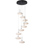 Clouds LV Round Multi Light Pendant - Black / Shell Glass