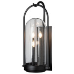 Davis Outdoor Wall Sconce - Coastal Black / Seeded Clear