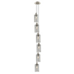 Crown Point 6LT Multi Light Pendant - Satin Nickel / Light Smoke