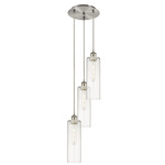 Crown Point G434 Long 3LT Multi Pendant - Brushed Satin Nickel / Clear