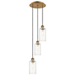 Crown Point Short Round Multi Light Pendant - Brushed Brass / Clear