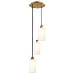 Crown Point Short Round Multi Light Pendant - Brushed Brass / White