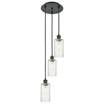 Crown Point Short Round Multi Light Pendant - Matte Black / Seedy