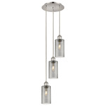 Crown Point Short Round Multi Light Pendant - Polished Nickel / Light Smoke