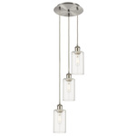 Crown Point Short Round Multi Light Pendant - Brushed Satin Nickel / Clear
