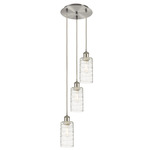 Crown Point Short Round Multi Light Pendant - Brushed Satin Nickel / Deco Swirl