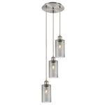 Crown Point Short Round Multi Light Pendant - Brushed Satin Nickel / Light Smoke