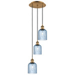 Bridal Veil 113B Multi Light Pendant - Brushed Brass / Princess Blue