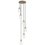 Crown Point Short Round Multi Light Pendant - Brushed Brass / Deco Swirl