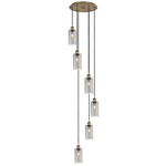 Crown Point Short Round Multi Light Pendant - Brushed Brass / Light Smoke