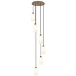Crown Point Short Round Multi Light Pendant - Brushed Brass / White
