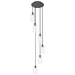 Crown Point Short Round Multi Light Pendant - Matte Black / Clear
