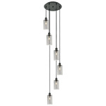 Crown Point Short Round Multi Light Pendant - Matte Black / Light Smoke