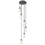 Crown Point Short Round Multi Light Pendant - Matte Black / Seedy