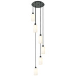 Crown Point Short Round Multi Light Pendant - Matte Black / White