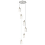 Crown Point Short Round Multi Light Pendant - Polished Nickel / Deco Swirl