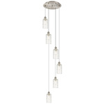 Crown Point Short Round Multi Light Pendant - Brushed Satin Nickel / Deco Swirl