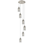 Crown Point Short Round Multi Light Pendant - Brushed Satin Nickel / Light Smoke