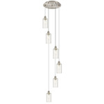 Crown Point Short Round Multi Light Pendant - Brushed Satin Nickel / Seedy