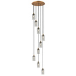 Crown Point Short Round Multi Light Pendant - Brushed Brass / Light Smoke