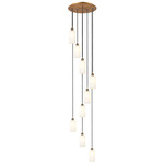 Crown Point Short Round Multi Light Pendant - Brushed Brass / White