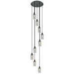 Crown Point Short Round Multi Light Pendant - Matte Black / Light Smoke