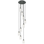 Crown Point Short Round Multi Light Pendant - Matte Black / Seedy