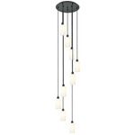 Crown Point Short Round Multi Light Pendant - Matte Black / White