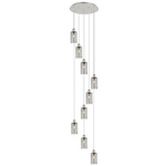 Crown Point Short Round Multi Light Pendant - Polished Nickel / Light Smoke