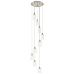 Crown Point Short Round Multi Light Pendant - Brushed Satin Nickel / Clear