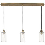 Crown Point Linear Pendant - Brushed Brass / Clear