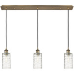 Crown Point Linear Pendant - Brushed Brass / Clear Swirl