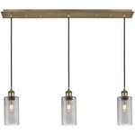 Crown Point Linear Pendant - Brushed Brass / Smoke