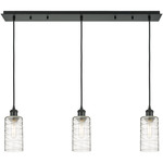 Crown Point Linear Pendant - Matte Black / Clear Swirl
