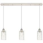 Crown Point Linear Pendant - Polished Nickel / Clear Swirl