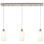 Crown Point Linear Pendant - Satin Nickel / White