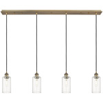 Crown Point Linear Pendant - Brushed Brass / Clear