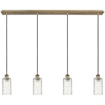 Crown Point Linear Pendant - Brushed Brass / Clear Swirl