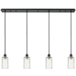 Crown Point Linear Pendant - Matte Black / Clear Swirl