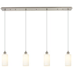 Crown Point Linear Pendant - Satin Nickel / White