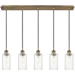 Crown Point Linear Pendant - Brushed Brass / Clear