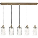 Crown Point Linear Pendant - Brushed Brass / Clear Swirl