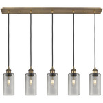 Crown Point Linear Pendant - Brushed Brass / Smoke