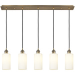 Crown Point Linear Pendant - Brushed Brass / White
