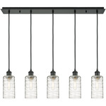 Crown Point Linear Pendant - Matte Black / Clear Swirl