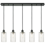 Crown Point Linear Pendant - Matte Black / Seedy