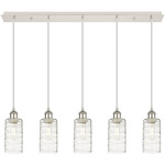 Crown Point Linear Pendant - Polished Nickel / Clear Swirl